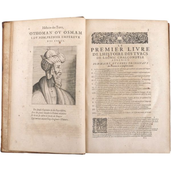 HISTOIRE DES TURCS (2 cilt takım + 2. cilde ilave edilmiş ekler), Laonikos Chalkokondyles, (editörler: Thomas Artus & Sieur d´Embry), 1650, Chez Sebastien Cramoisy & Gabriel Cramoisy, Paris, cilt 1: 907+28 sayfa - cilt 2: 196+12+89+4+273+4+116+4 sayfa, 24x37 cm...