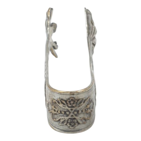 Sapları tavuk ayağı formunda, dekoratif desenli gümüş buz maşası, 20 gr, 9,5x1,5 cm...