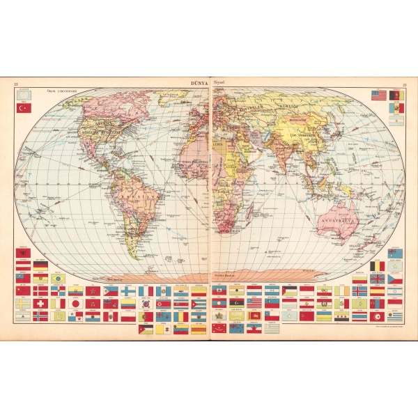 Resimli İlk Atlas, Bir Yayınevi, İstanbul, hazırlayanlar Luigi Visintin, 14 harita mevcut, 26 sayfa, 20x26 cm