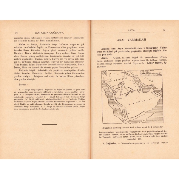 Yeni Coğrafya - Ortaokulların I inci sınıflarına mahsustur, Abdülkadir Sadi, üçüncü baskı, İstanbul, 1935 - 36, 152 sayfa, 14x20 cm