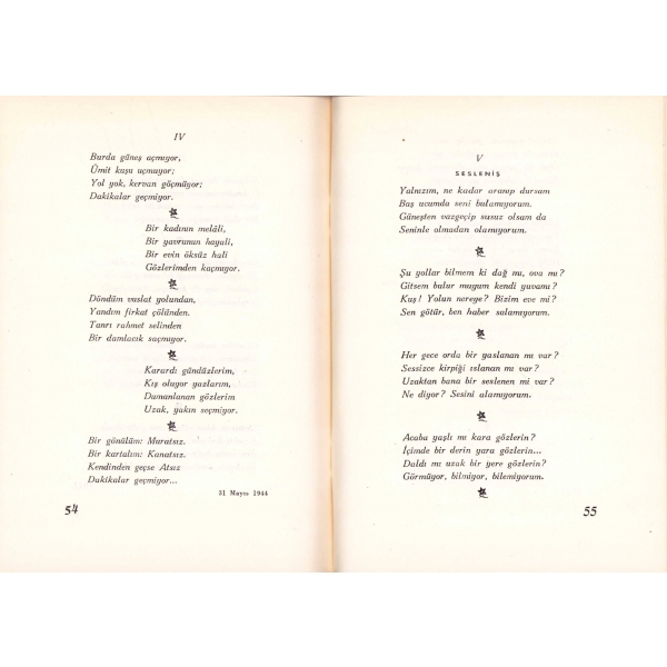 Yolların Sonu - şiirler, Hüseyin Nihal Atsız, üçüncü baskı, Orkun Basımevi, Ankara, 1963, 74 sayfa, 13x18 cm