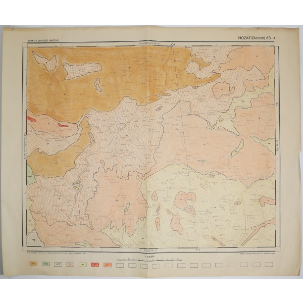 Tunceli, Hozat haritası, Harita Genel Müdürlüğü Basımevi, 1946, 60x49 cm