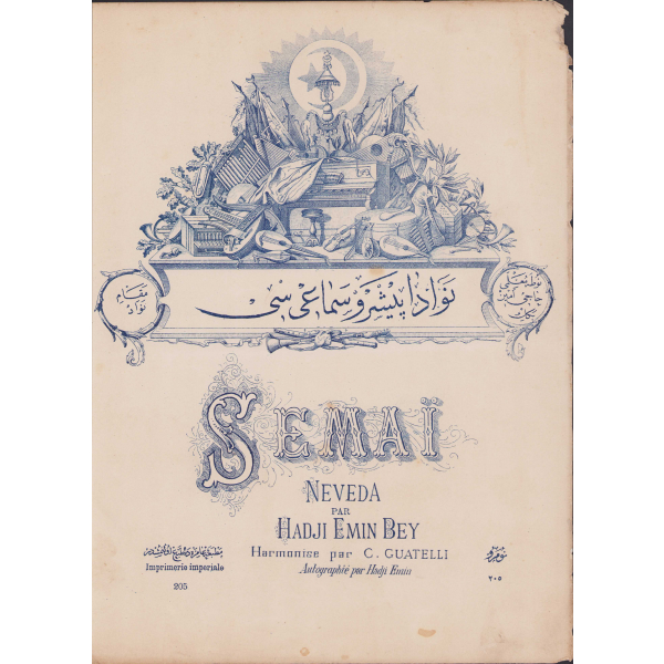 Semai Nevada, Nota Muallimi Hacı Emin Bey, Matbaa-i Amire, 1308 tarihli, 205 numara, 4 sayfa, 26x33cm