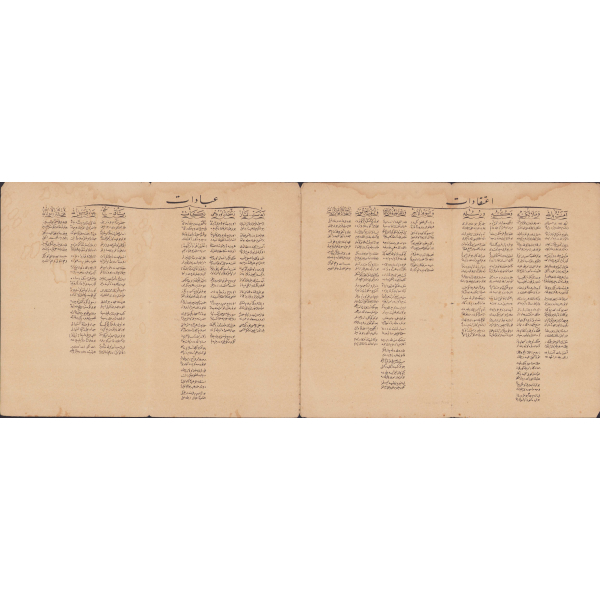 Osmanlıca takvim ve manzume, Müslüman çocuklar için hazırlanmış, 1329 tarihli, katlamalı 5 sayfa, 10x19cm