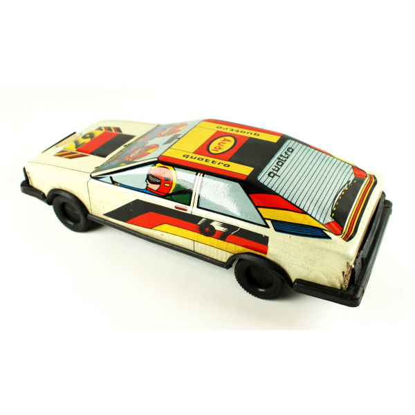 Gürel marka Audi Quottro Ralli Arabası, büyük bot, teneke, 1980'ler, yerli oyuncak, 27x10cm