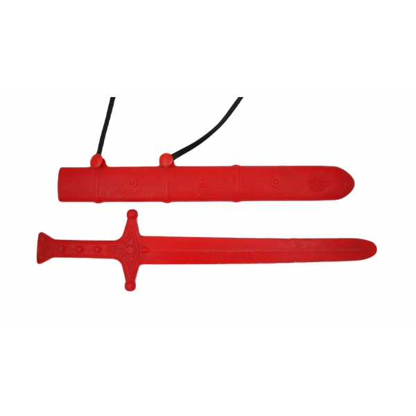 Türk malı, askılı, plastik oyuncak kılıç, kınıyla beraber, 55x11 cm