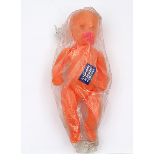 Türk malı, Aydınsoy marka, ambalajında, plastik oyuncak bebek, 7x16 cm