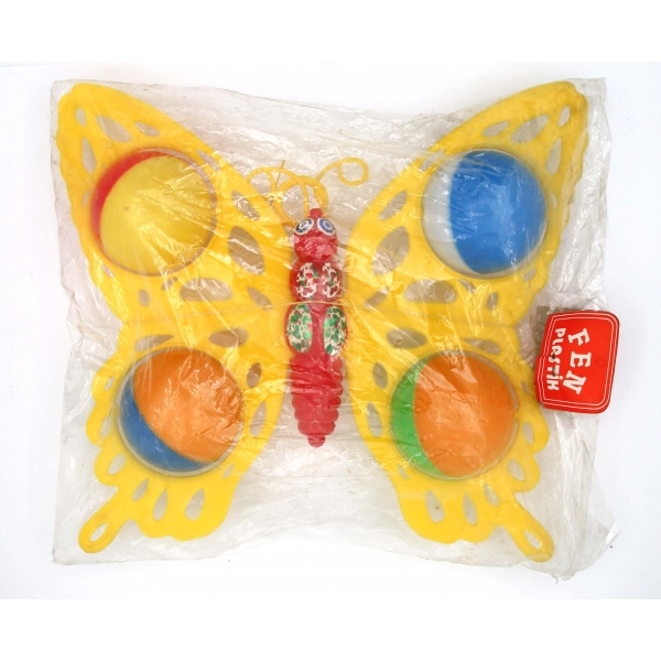 Türk malı, Fen Plastik, ambalajında, zilli oyuncak kelebek, 26x24x5 cm