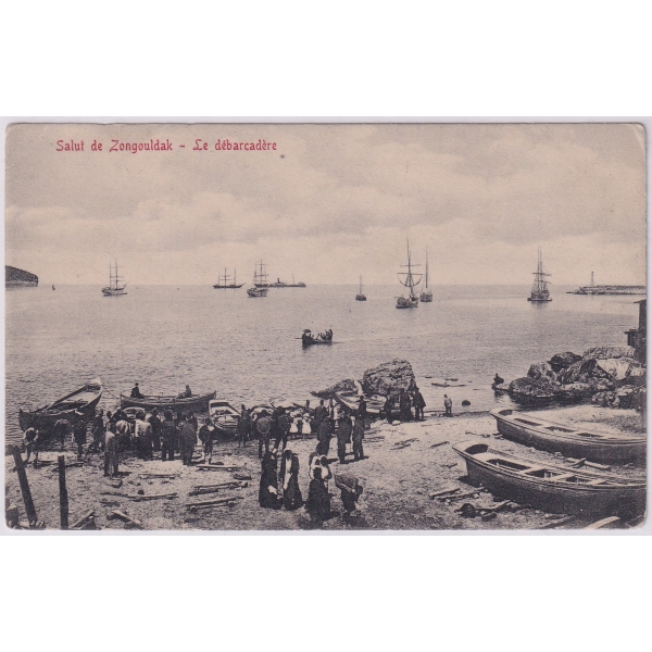 Zonguldak Limanında Gemiler ve Sahilde Bekleyenler Edt. Jacques Menevich