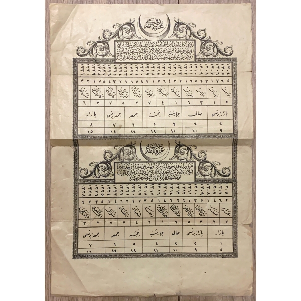 Gurrename-i Rumi; Rumi Ayları Hicri Aylara Çevirmek İçin Kullanılan Levha 1304-1331 1888-1915 Arası 25,5 x 37 Cm