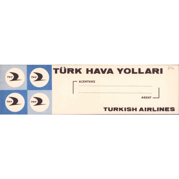 Türk Hava Yolları 1966 takvimli kart, 16x5 cm