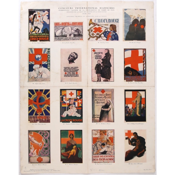 Muhtelif ülkelere ait Kızılhaç afiş görselleri, 1925 tarihli, 41x52 cm