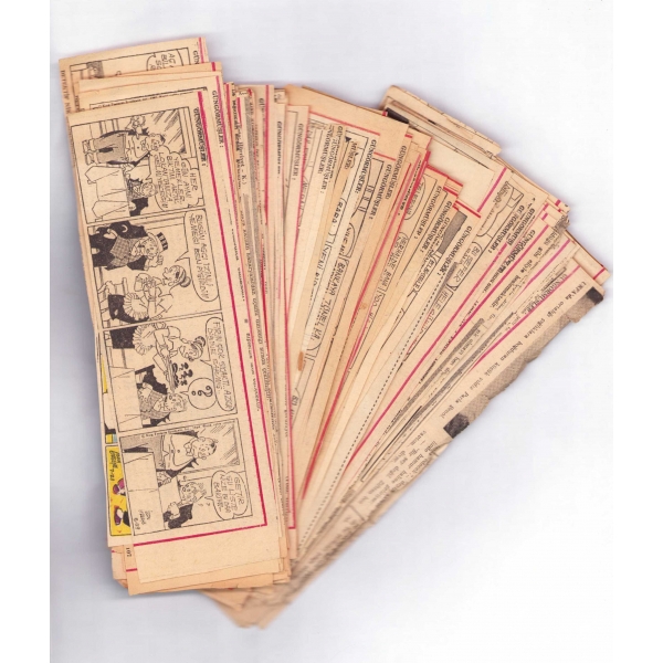 156 adet Vern Greene çizim karikatür gazete küpürleri, 21x7 cm