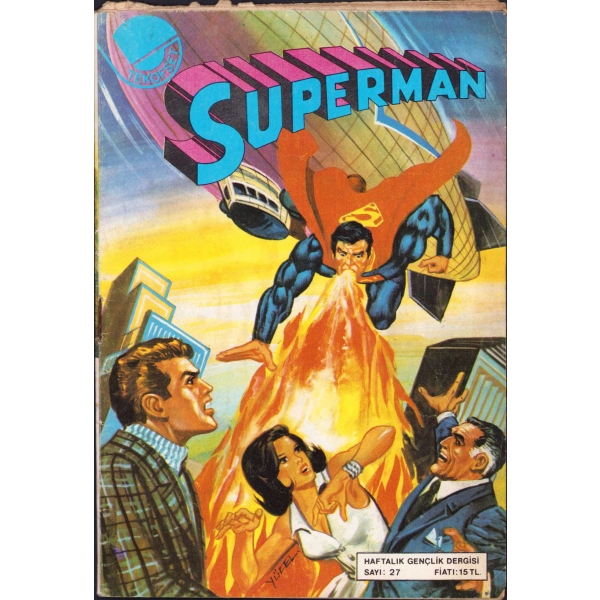 Superman - haftalık gençlik dergisi, Sayı: 27, Yücel çizim kapak, Tekofset Yayınları, 34 sayfa, 13x19 cm