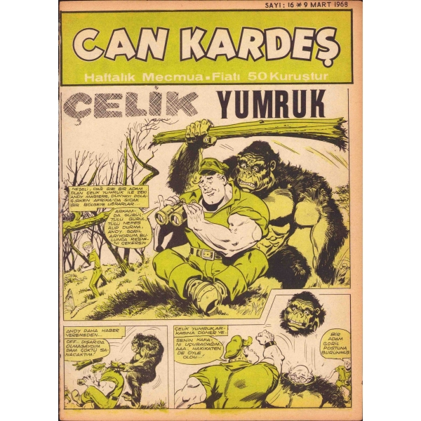Can Kardeş - haftalık mecmua, Sayı: 16, Ceylan Yayınları, 1968, 15 sayfa, 19x26 cm