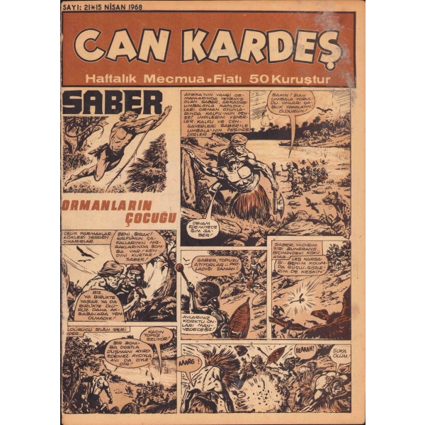 Can Kardeş - haftalık mecmua, Sayı: 21, Ceylan Yayınları, 1968, 15 sayfa, 19x26 cm