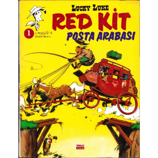 Red Kit - Posta Arabası, No. 1, Lucky Luke, İlk baskı,  çev. Eray Canberk, çizim: Morris & Goscinny, Milliyet Yayınları, 1996, 47 sayfa, 22x28 cm