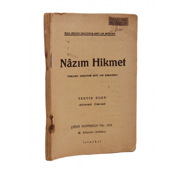 Nazım Hikmet Hayatı Seçme Şiir ve Yazıları, Ahmed Cevad, 1937, 128 sayfa, haliyledir