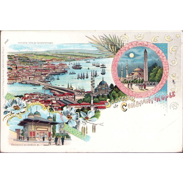 Osmanlı dönemi parçalı kartpostal, Constantinople, postadan geçmiş