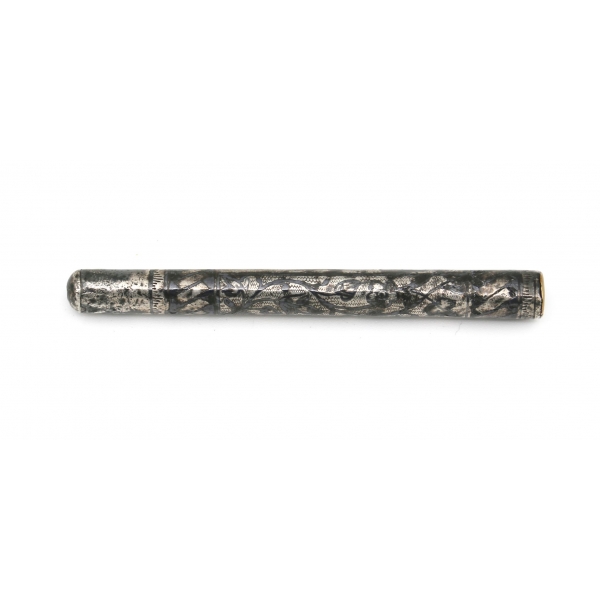 Osmanlı dönemi gümüş, savatlı sigara ağızlığı, 9 cm