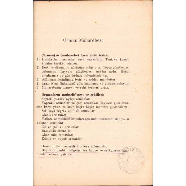 Orman Muharebesi, Gn. Şindler ve Cevdet Çulpan, Harp Akademisi Matbaası, 1940 tarihli, arka kapağı yok, 17x25 cm