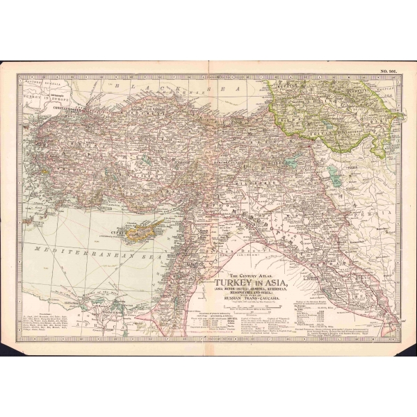 İngilizce Anadolu ve Mezopotamya Haritası, Turkey in Asia, haliyle, 40x30 cm