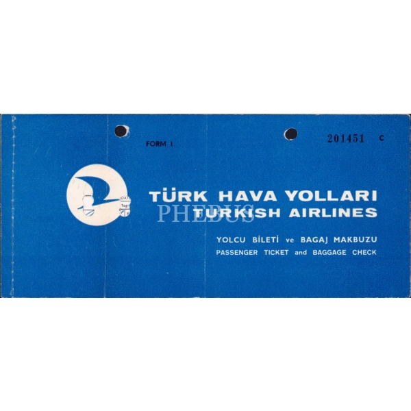 Türk Hava Yolları bilet, 3 adet, 20x9 cm