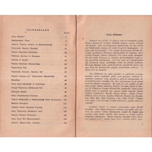 Ataç Tiyatroda -İnceleme-, Metin And, 1963, 144 sayfa