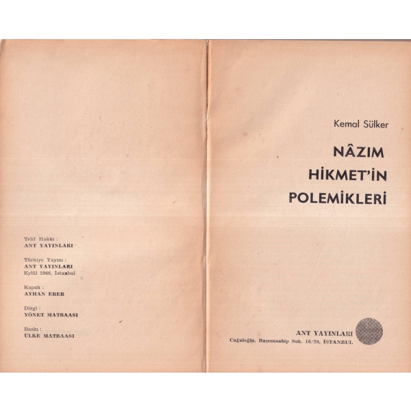 Nazım Hikmet'in Polemikleri, Kemal Sülker, 1968, 174 sayfa