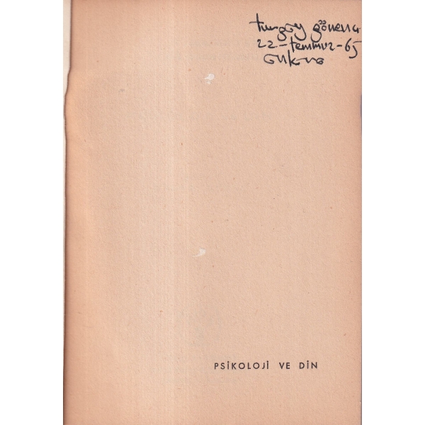 Psikoloji ve Din, Carl Gustav Jung, Çeviren Ender Gürol, 1965, 128 sayfa