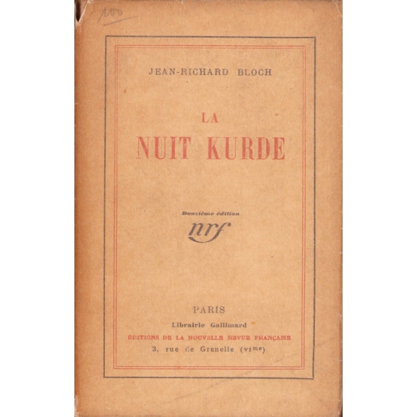 La Nuit Kurde [Kürt Gecesi] -Roman-, Jean Richard Bloch, 1925, 265 sayfa