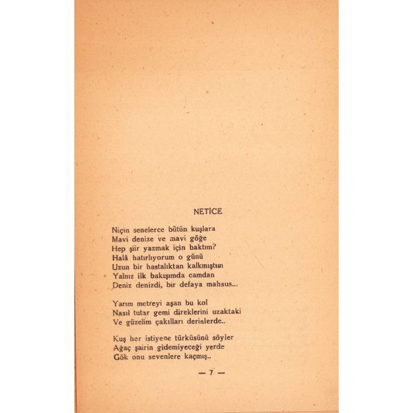 Rahatı Kaçan Ağaç -Şiir-, Melih Cevdet Anday, İlk Baskı, Işıl Matbaası, 1946, sayfalar kopuk, 40 sayfa