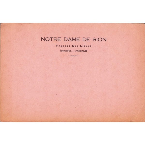 Notre Dame e Sion Fransız Kız Lisesi İstanbul - Pangaaltı, 1957 - 58 karne, 21x14 cm