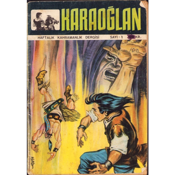 Karaoğlan - haftalık kahramanlık dergisi, 1. Sayı, 1973, kapak Muhtar çizim, 32 sayfa, 12x19 cm