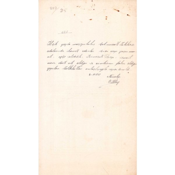 Türkiye Cumhuriyeti Evkaf-ı Müdüriyeti Umumiyesi antetli  1941 tarihli mektup, 29x16 cm