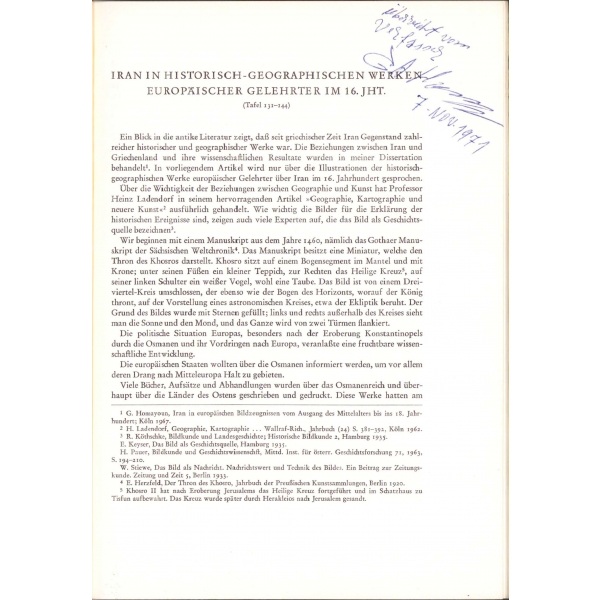 Alman Arkeoloji Enstitüsü tarafından yayınlanan, İran'dan Arkeolojik İletişim - Cilt 3, Özel Baskı, 1970, 24 sayfa, 17x25 cm