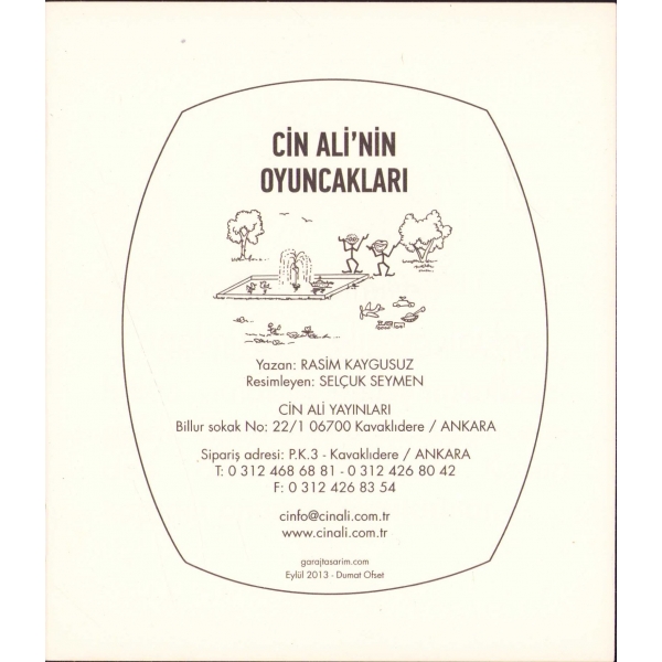 Cin Ali'nin Oyuncakları, Rasim Kaygusuz, 2013, 18 sayfa, 15x13 cm