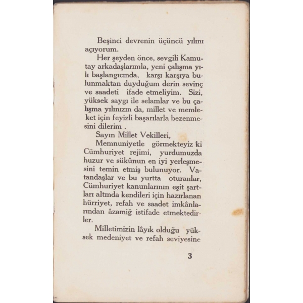 Reisicumhur Atatürk'ün Kamutayı Açış Nutukları 1. İkinciteşrin 1937, Ulus Basımevi, 41 sayfa, 11x16 cm