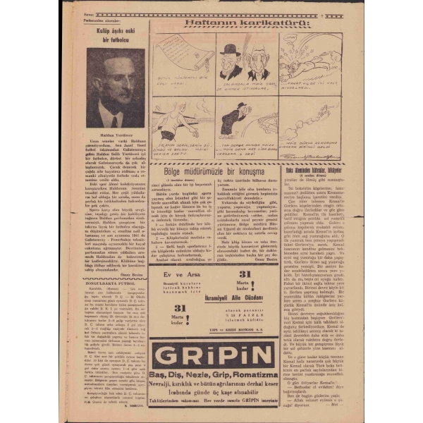 Kırmızı - Beyaz Spor Gazetesi Sayı 355, 25 Mart 1945, 8 sayfa, 42x29 cm
