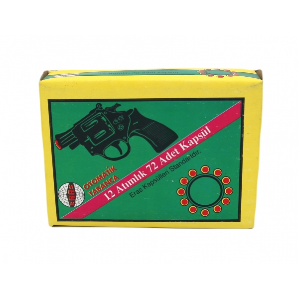 Türk malı, Eras marka, plastik otomatik tabanca kapsülü, 15x11x4 cm