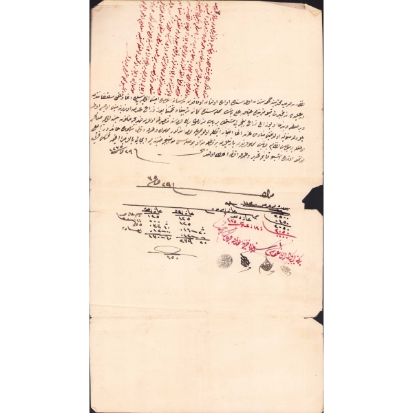 Tersane Emini El Hac Selim Ağa vakfının 100 liralık arsaya dair tutulan hesaplar, Osmanlıca, 1275, haliyle, 19x33 cm