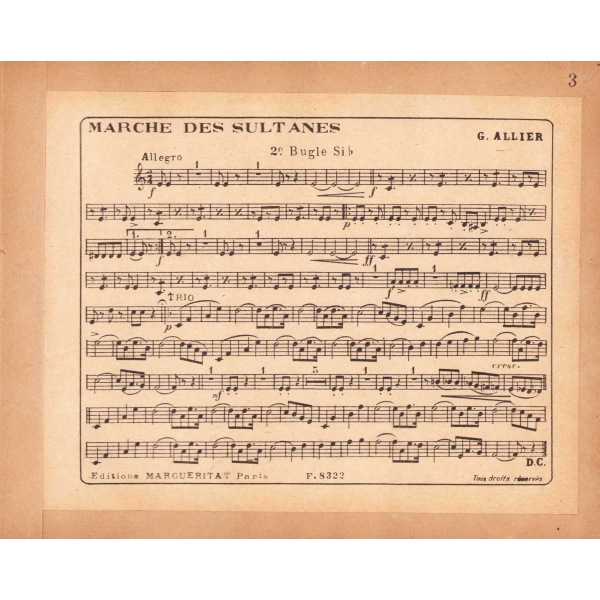 Çeşitli Fransızca şarkı ve marş notalarının bulunduğu defter, 11 adet nota mevcut, 64 sayfa, 20x16 cm