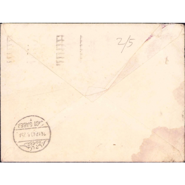 Osmanlıca Kahire damgalı, postadan geçmiş Arapça mektup ve zarfı