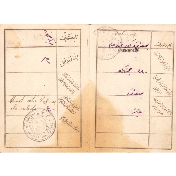 Osmanlıca hüviyet cüzdanı, 1927, 9x11 cm