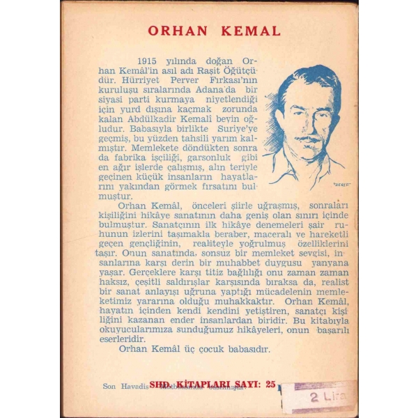 Orhan Kemal'in 1956'da Sait Faik Hikaye Armağanı'nı Kazanan Eseri: Kardeş Payı -Hikayeler-, Orhan Kemal, 1957, Seçilmiş Hikayeler Dergisi Yayınları, 132 sayfa, 11x16 cm