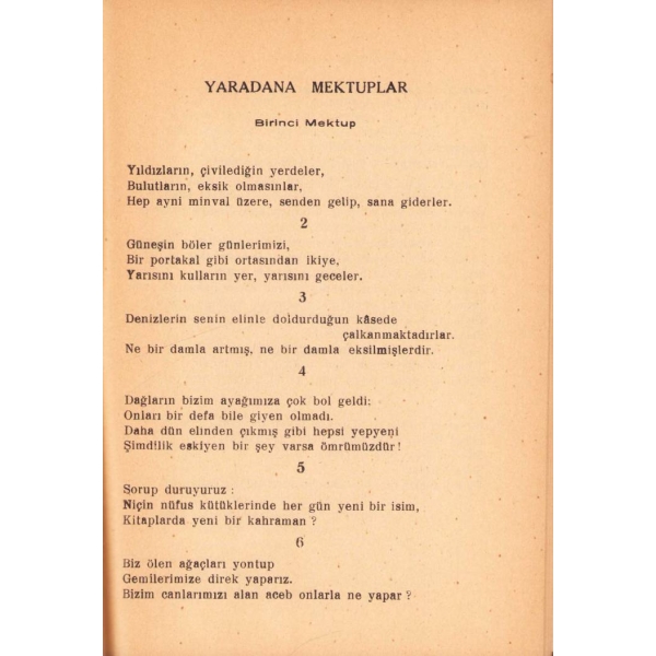 Bedri Rahmi Eyüboğlu'nun İlk Şiir Kitabı: Yaradana Mektuplar, İlk Baskı, İdeal Matbaa, Ankara, 1941, haliyle, 47 sayfa, 14x19 cm