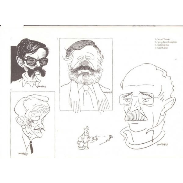 Portreler, Karikatürist Semih Poroy'dan Turgay Gönenç'e imzalı ve ithaflı, 30x20 cm