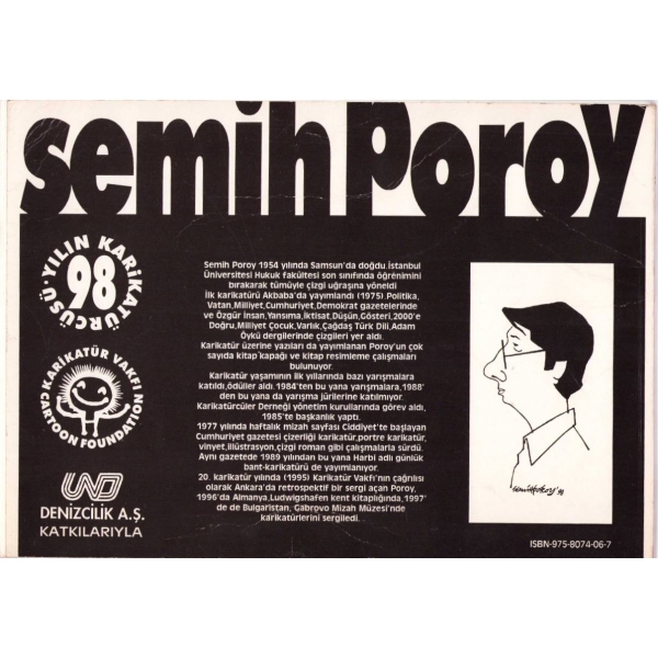 Portreler, Karikatürist Semih Poroy'dan Turgay Gönenç'e imzalı ve ithaflı, 30x20 cm
