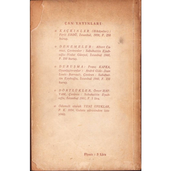 1960 Darbesi Sonrası Refik Koraltan'ın Cezaevinde Okuduğu Kitap: Çağımızın Gerçekleri, Jean Paul Sartre, İstanbul, 1961, Refik Koraltan'dan oğluna imzalı ve ithaflı, 123 sayfa, 12x18 cm