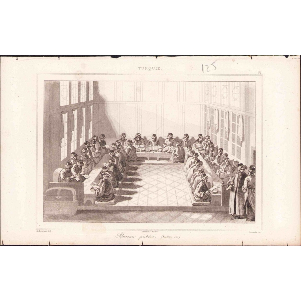 Osmanlı dönemi Bureau Public [Kalem] gravür, 18x12 cm